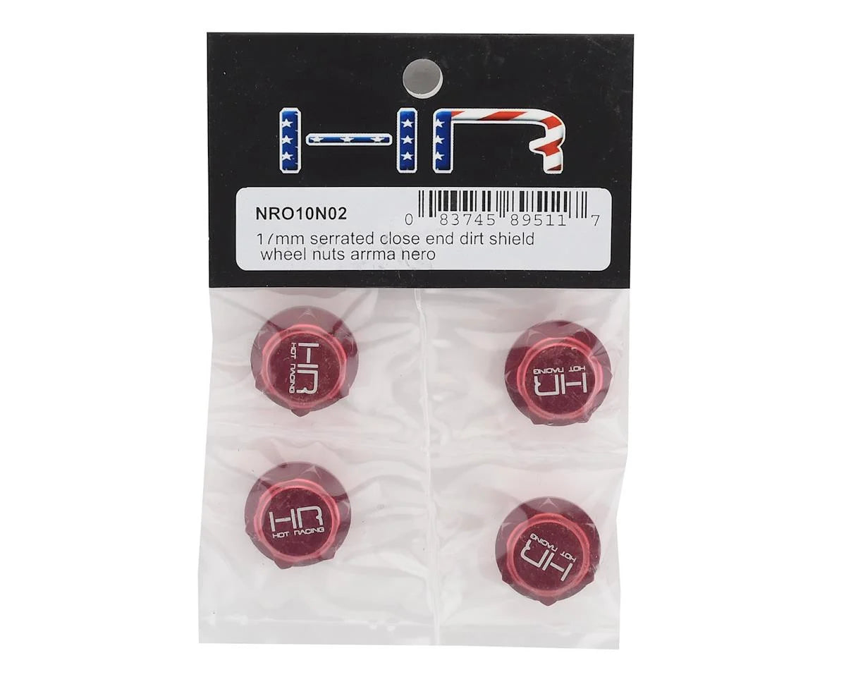 Hot Racing HRANRO10N02 17mm Serrated Dirt Shield Closed Wheel Nuts (Red) (4)