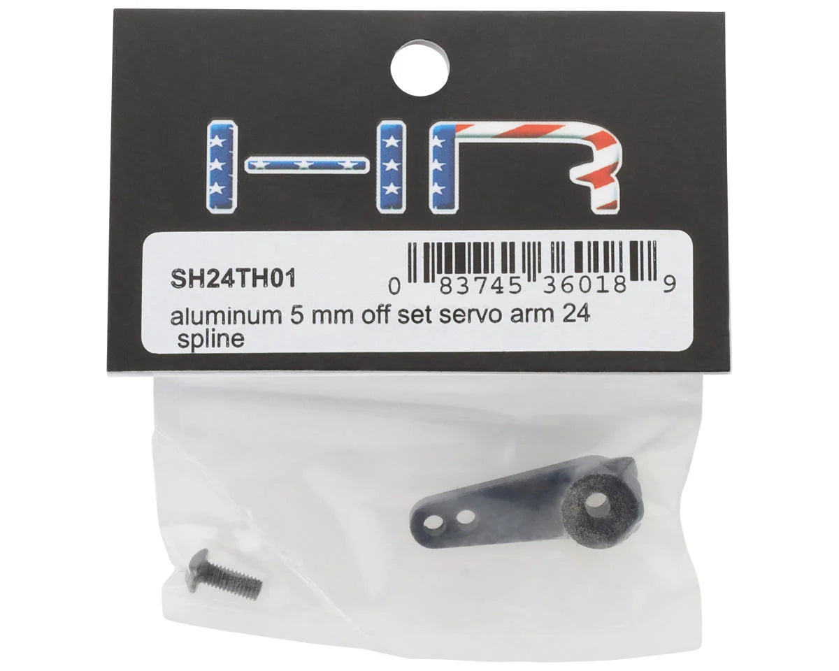 Hot Racing HRASH24TH01 Aluminum 5mm Offset Servo Horn (Black) (24T-Hitec)