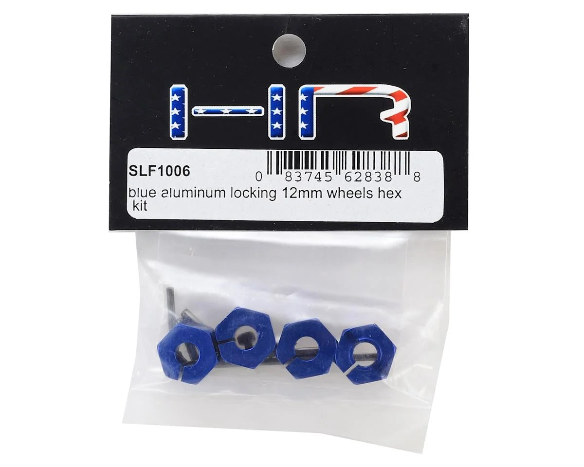 Hot Racing HRASLF1006 Aluminum Locking 12mm Wheel Hex Kit for Traxxas Slash 4x4 (Blue)