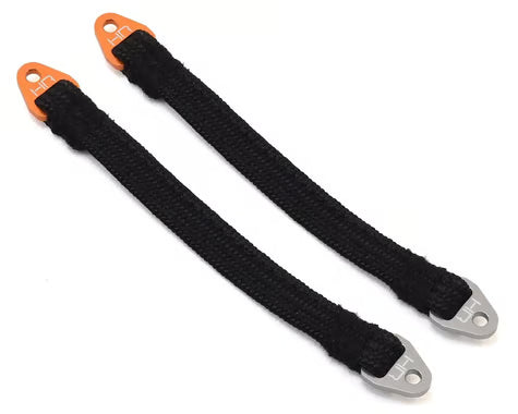 Hot Racing HRASLS105T1803 105mm Suspension Travel Limit Straps (2) (Orange/Silver)