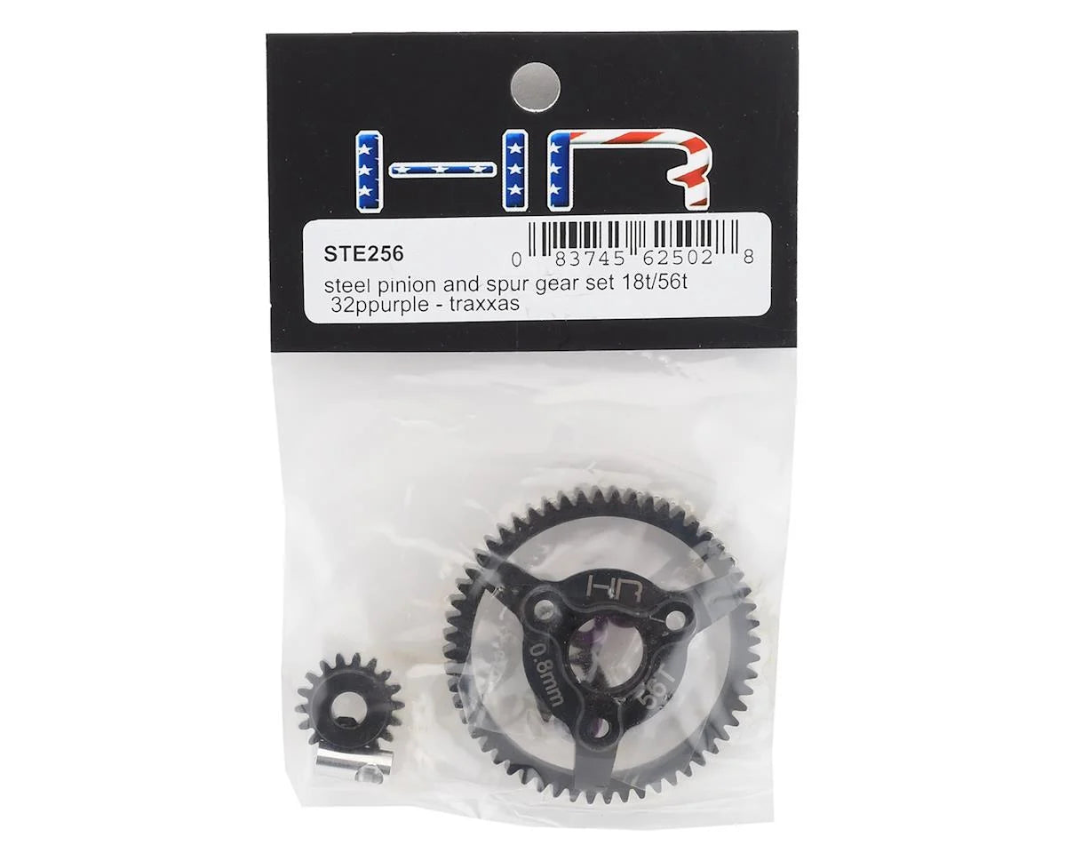 Hot Racing HRASTE256 32P Steel Pinion & Spur Gear Set (Purple) (18T/56T) For Slash, Rustler, Stampede, Bandit