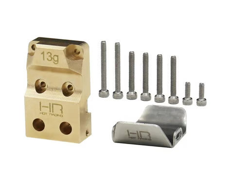 Hot Racing HRASXTF12CP Axial SCX24 Brass Differential Cover w/Stainless Axle Skid Plate 13g)