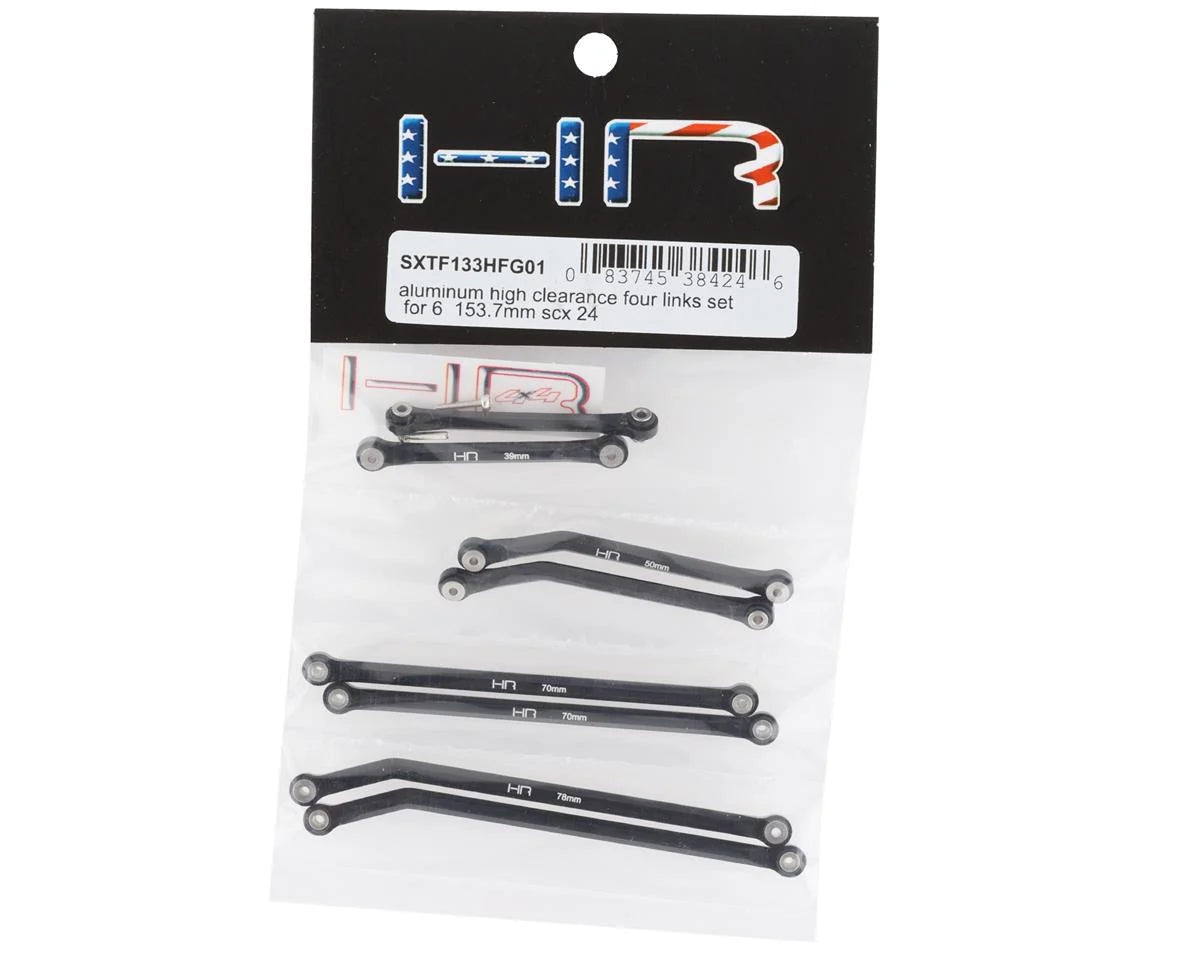 Hot Racing HRASXTF133HFG01 Axial SCX24 Aluminum High Clearance 4 Link Set (153.7mm)
