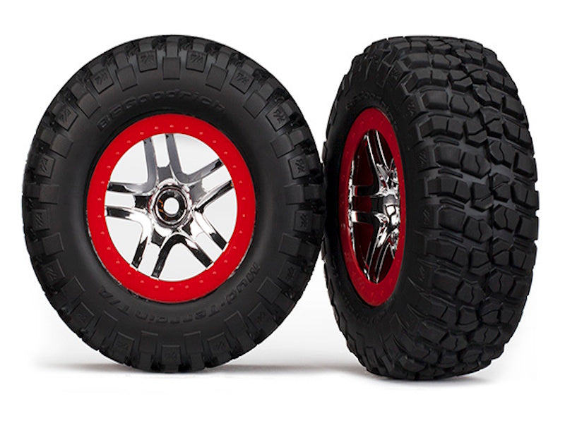 Traxxas 5877R Mounted BFGoodrich Mud TA Tires/Wheels (2) Slash F-150