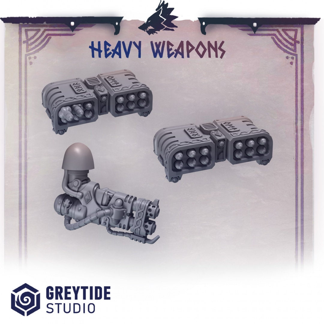 3d Printed Primal Hounds Heavy Weapons x6 by Greytide Studio