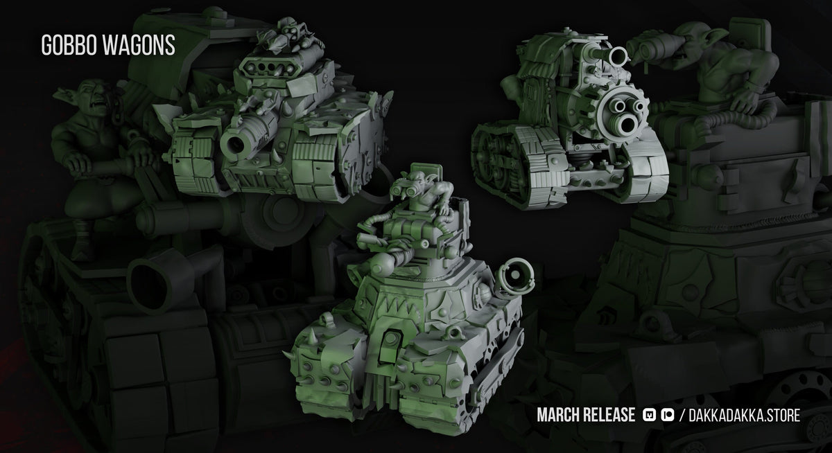 3d Printed Gobbo Wagons x3 by DakkaDakka Miniatures