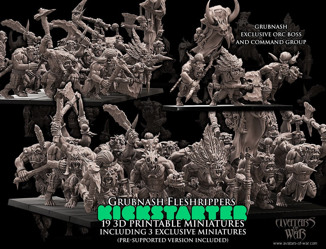 3D Printed Savage Orc Regiment by Avatars of War