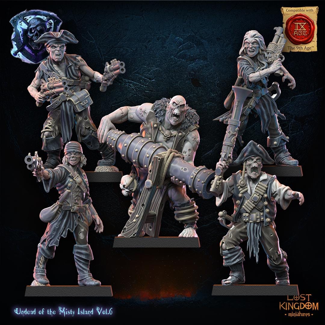 3d Printed Undead Pirate Regiment x10 by Lost Kingdom Miniatures