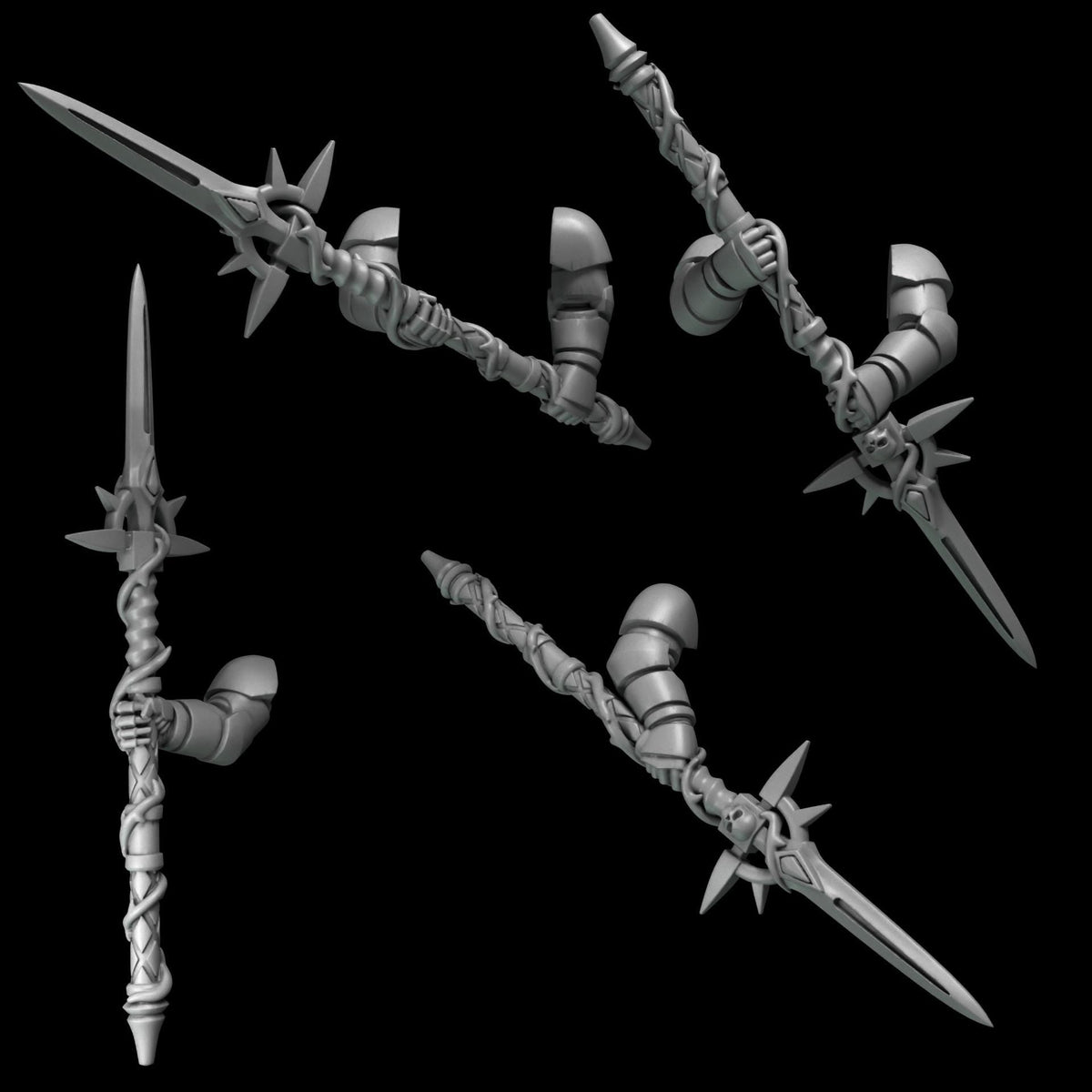 3d Printed Crimson Lords 2 Handed Spear Set by Greytide Studio