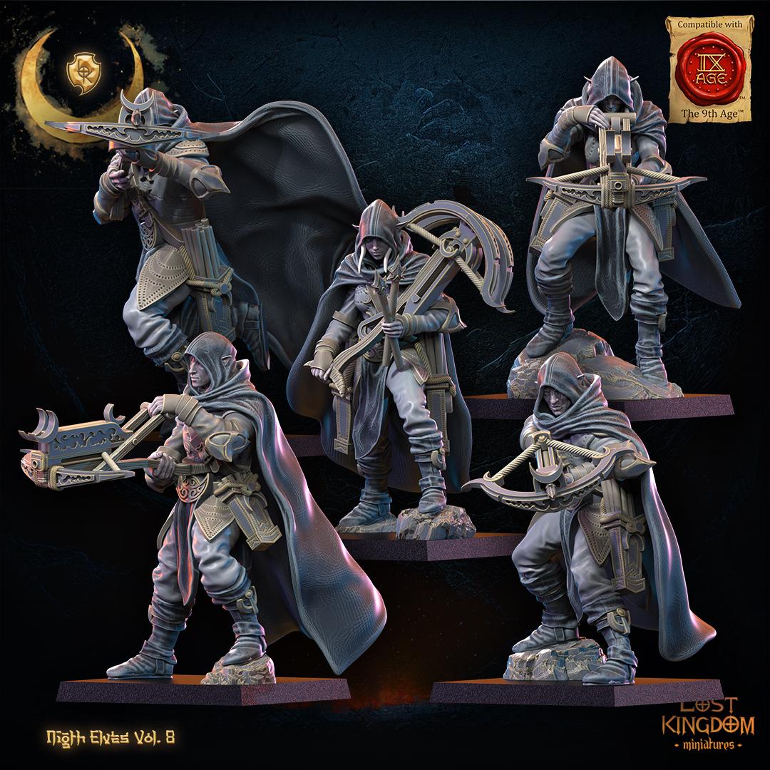 3d Printed Night Elf Arbalest Regiment x10 by Lost Kingdom Miniatures