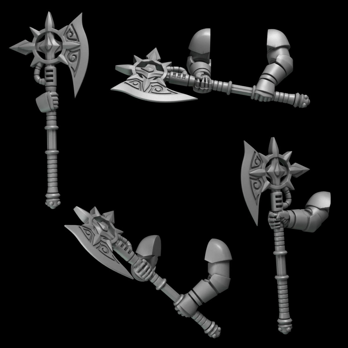 3d Printed Crimson Lords 2 Handed Axe Set by Greytide Studio