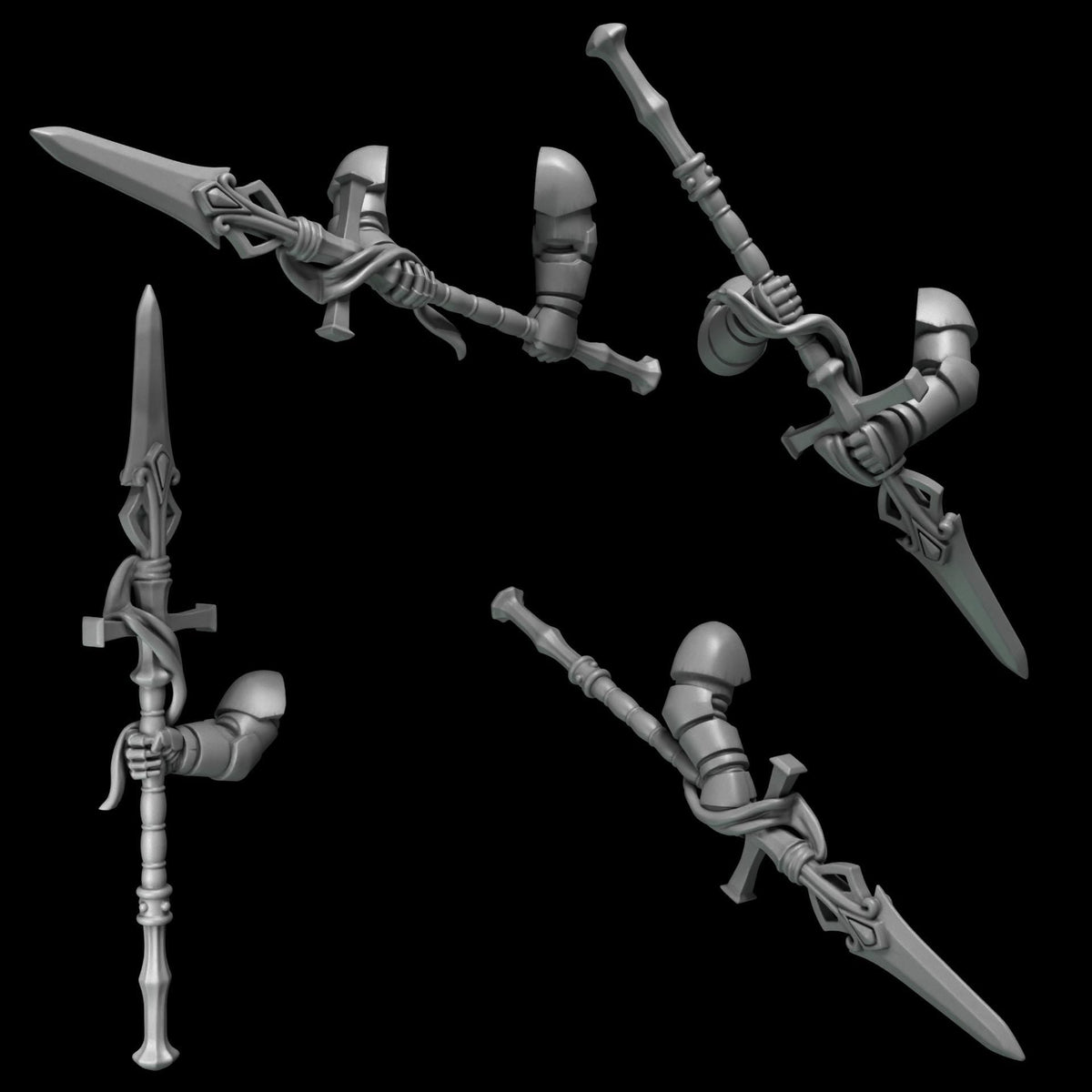 3d Printed Crimson Lords 2 Handed Spear Set by Greytide Studio