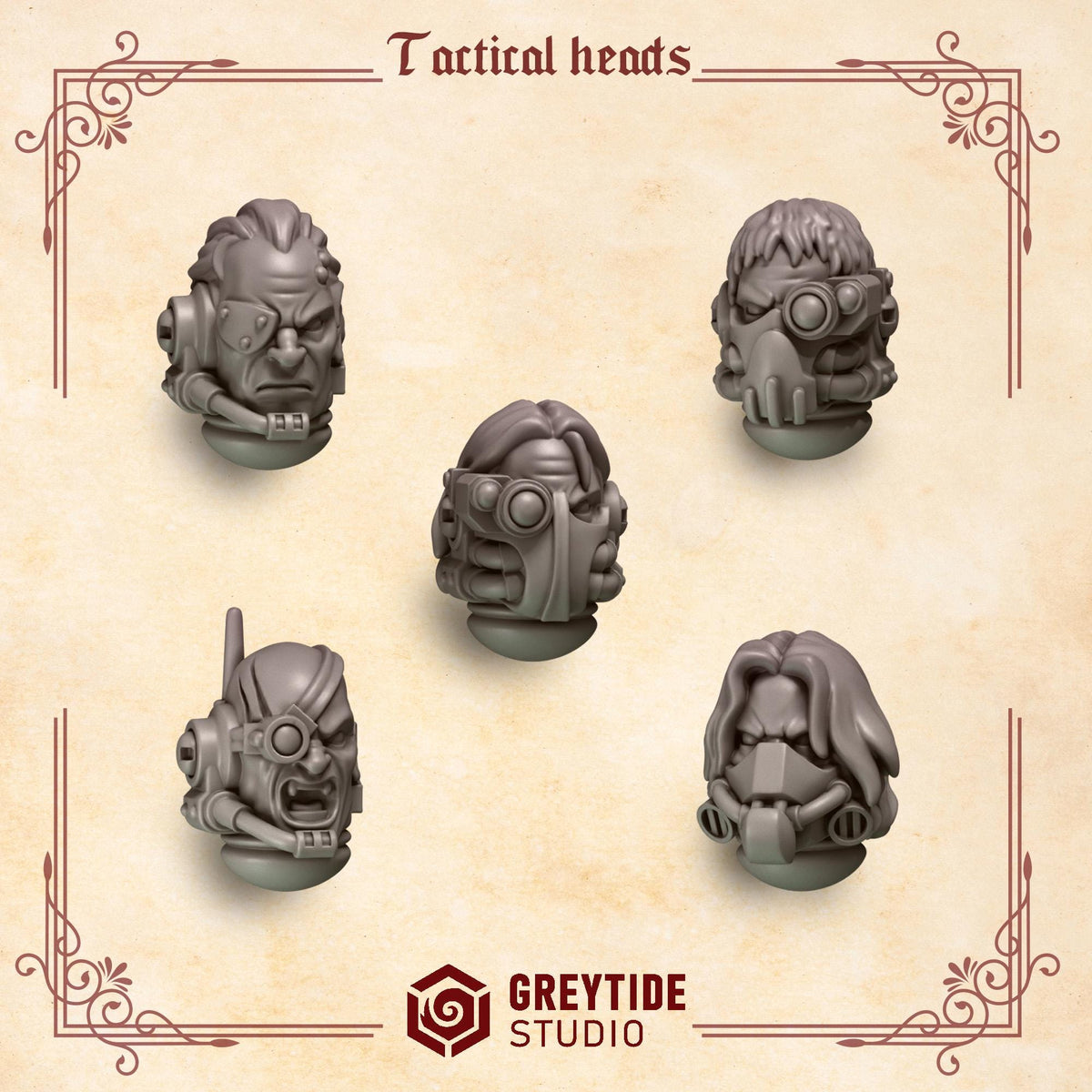 3d Printed Crimson Lords Tactical Heads x10 by Greytide Studio