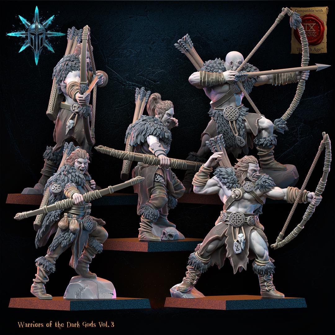 3D Printed Chaos Barbarian Archer Regiment x10 by Lost Kingdom Miniatures