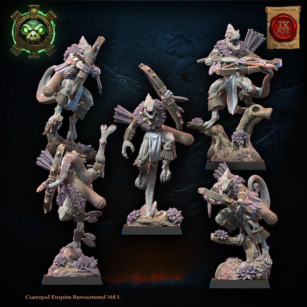 3d Printed Lizard Kin Archer Regiment x10 by Lost Kingdom Miniatures