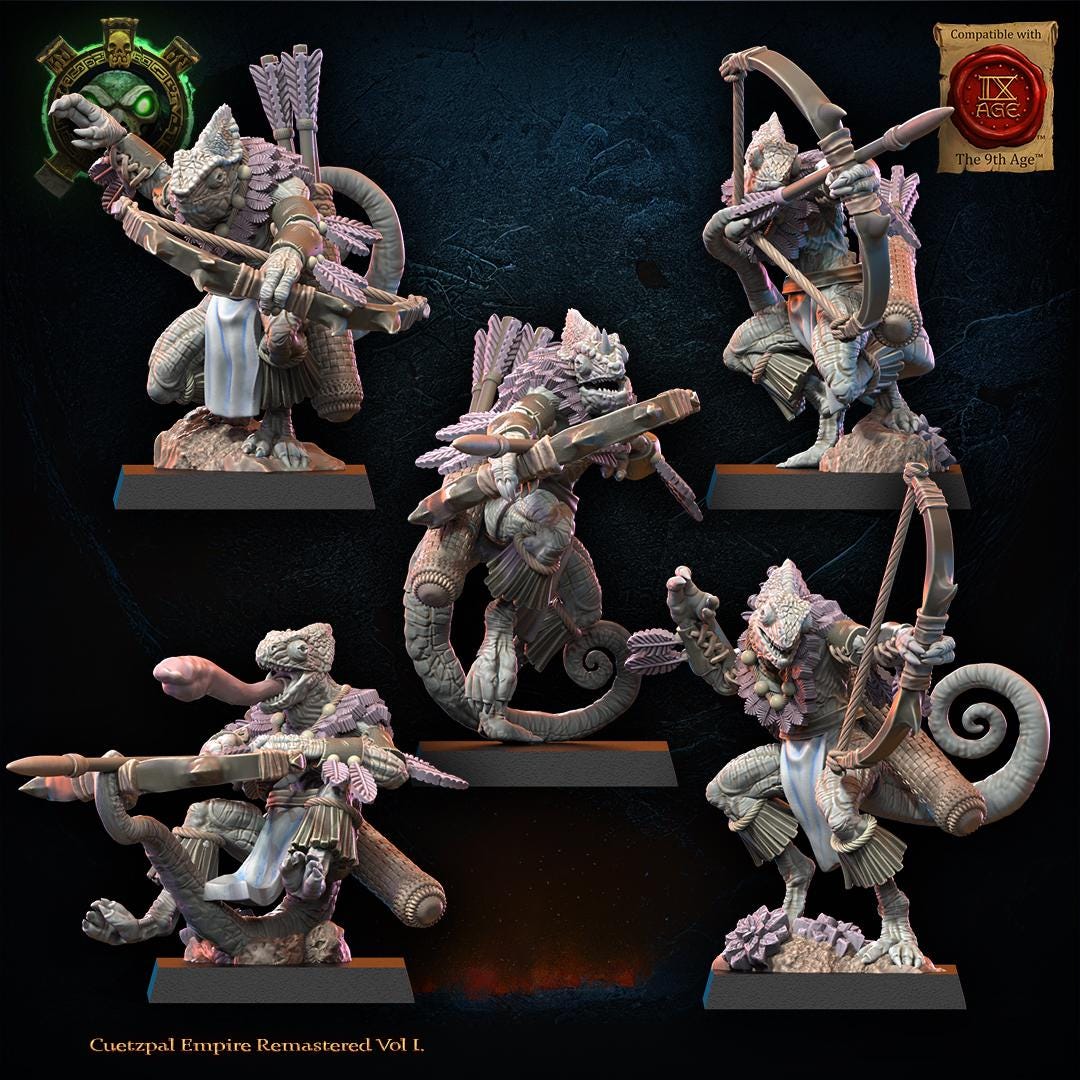 3d Printed Lizard Kin Archer Regiment x10 by Lost Kingdom Miniatures