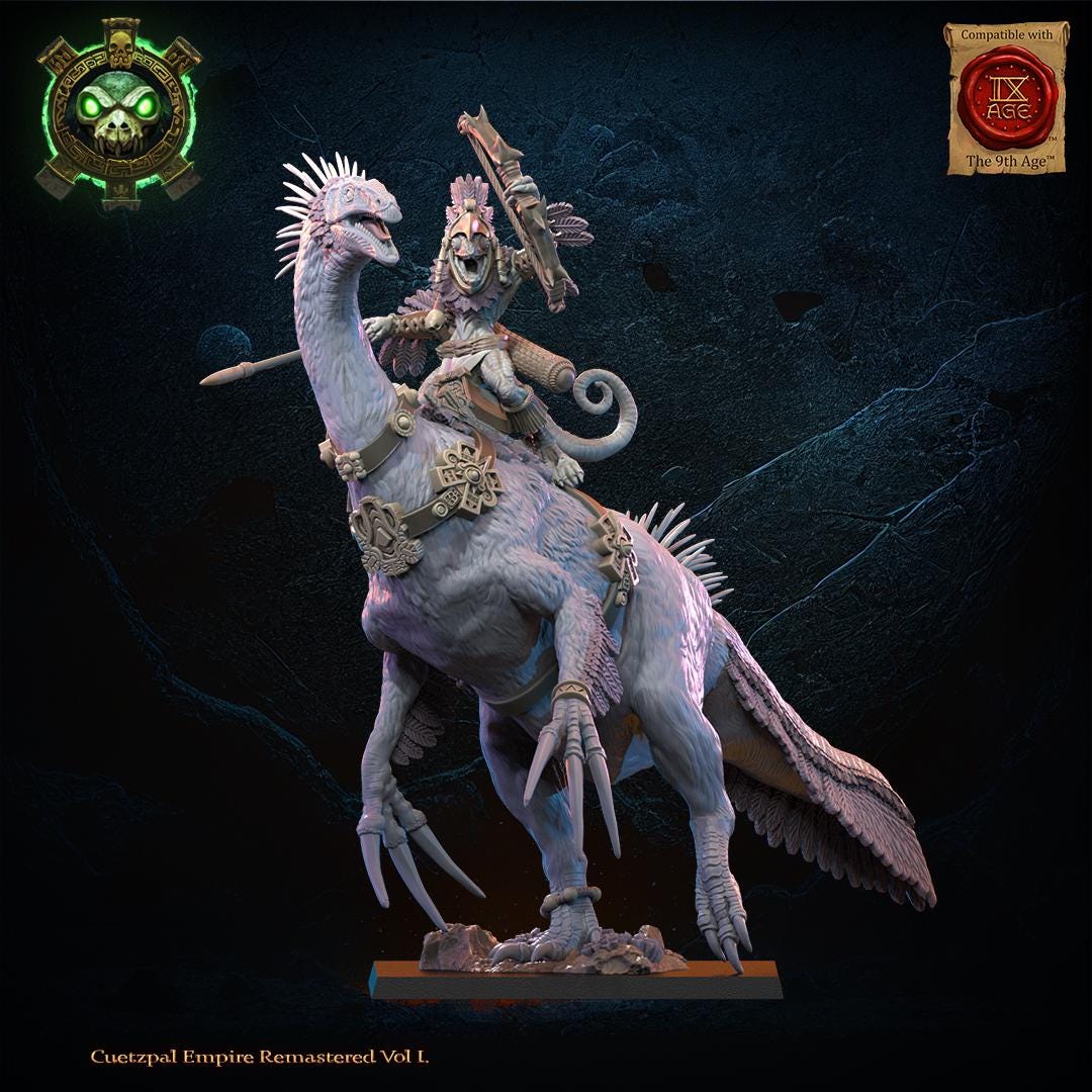 3d Printed Mounted Lizard Kin Heroine by Lost Kingdom Miniatures