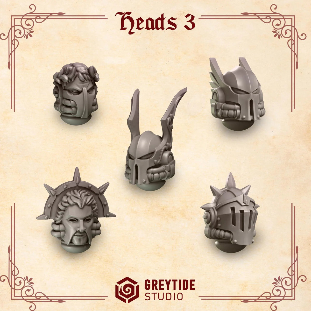 3d Printed Crimson Lords Heads #3 x10 by Greytide Studio