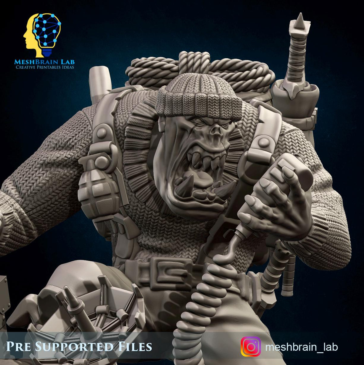 3d Printed Ork Commando Radio Operator by Meshbrain Labs