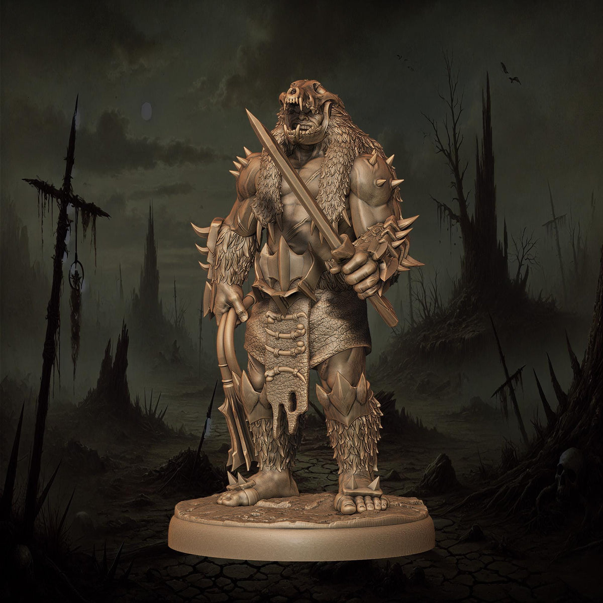 3D printed Orc Houndmasters by Monolith Arts
