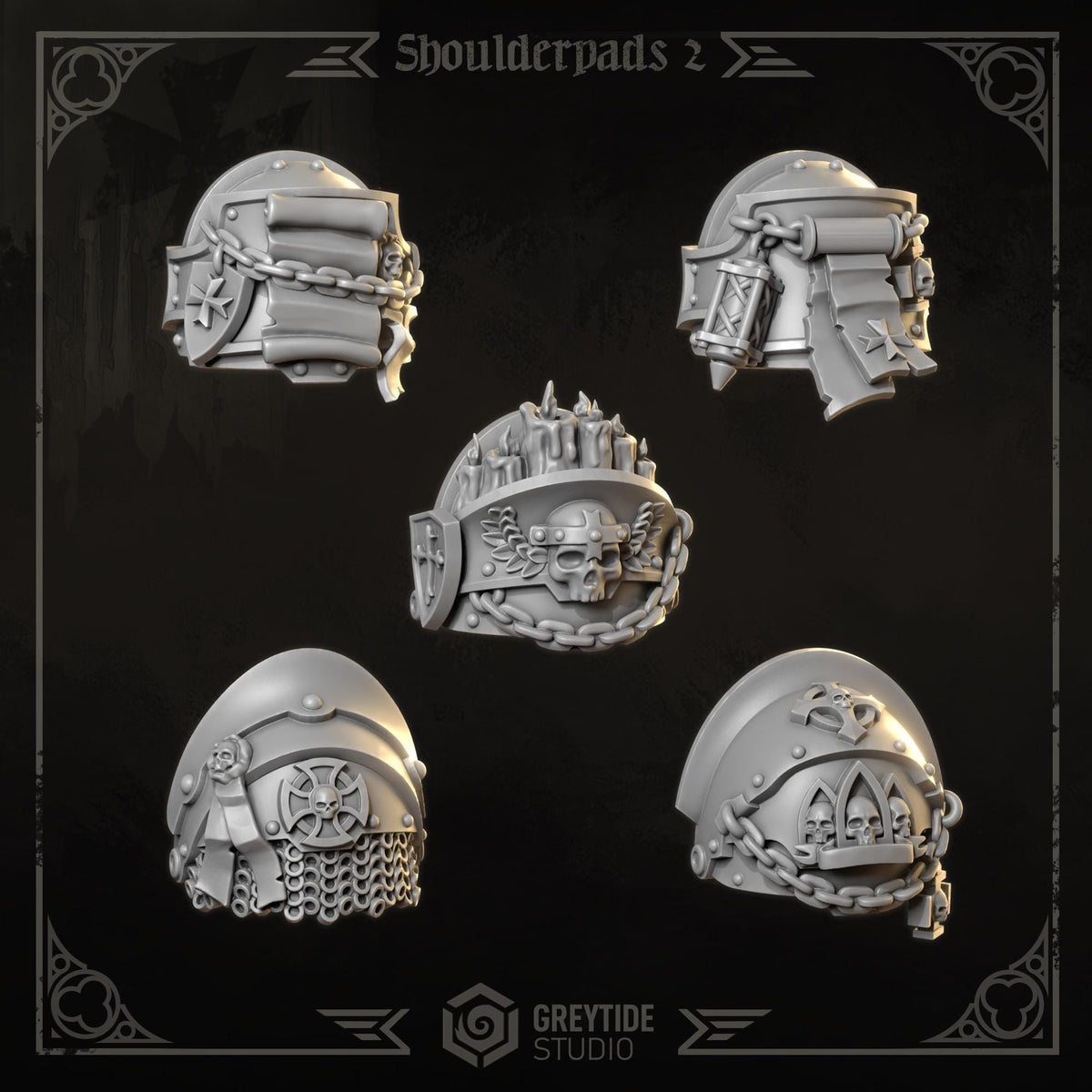 3d Printed Eternal Crusader Shoulderpads x10 #2 by Greytide Studio
