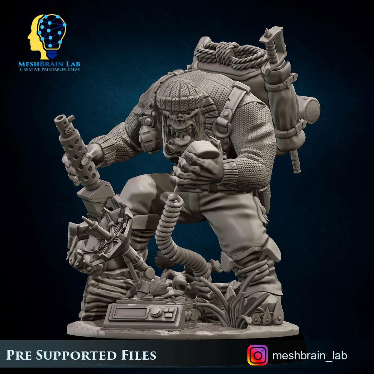 3d Printed Ork Commando Radio Operator by Meshbrain Labs