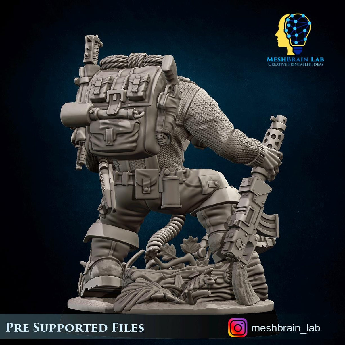 3d Printed Ork Commando Radio Operator by Meshbrain Labs