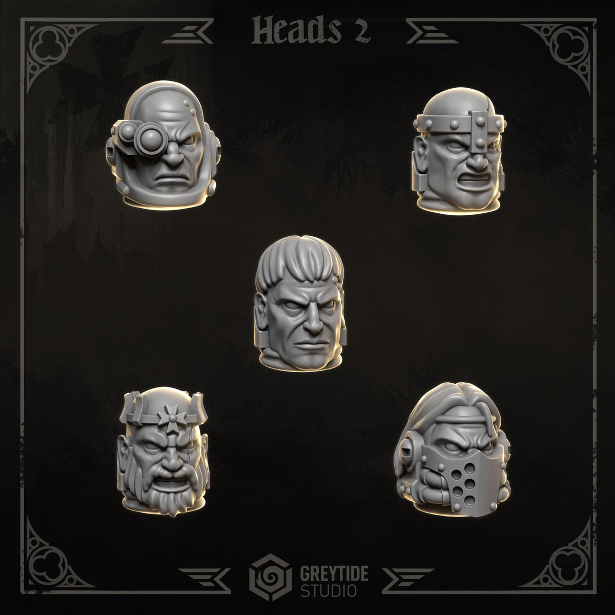 3d Printed Eternal Crusader Heads #2 Upgrade Kit by Greytide Studio