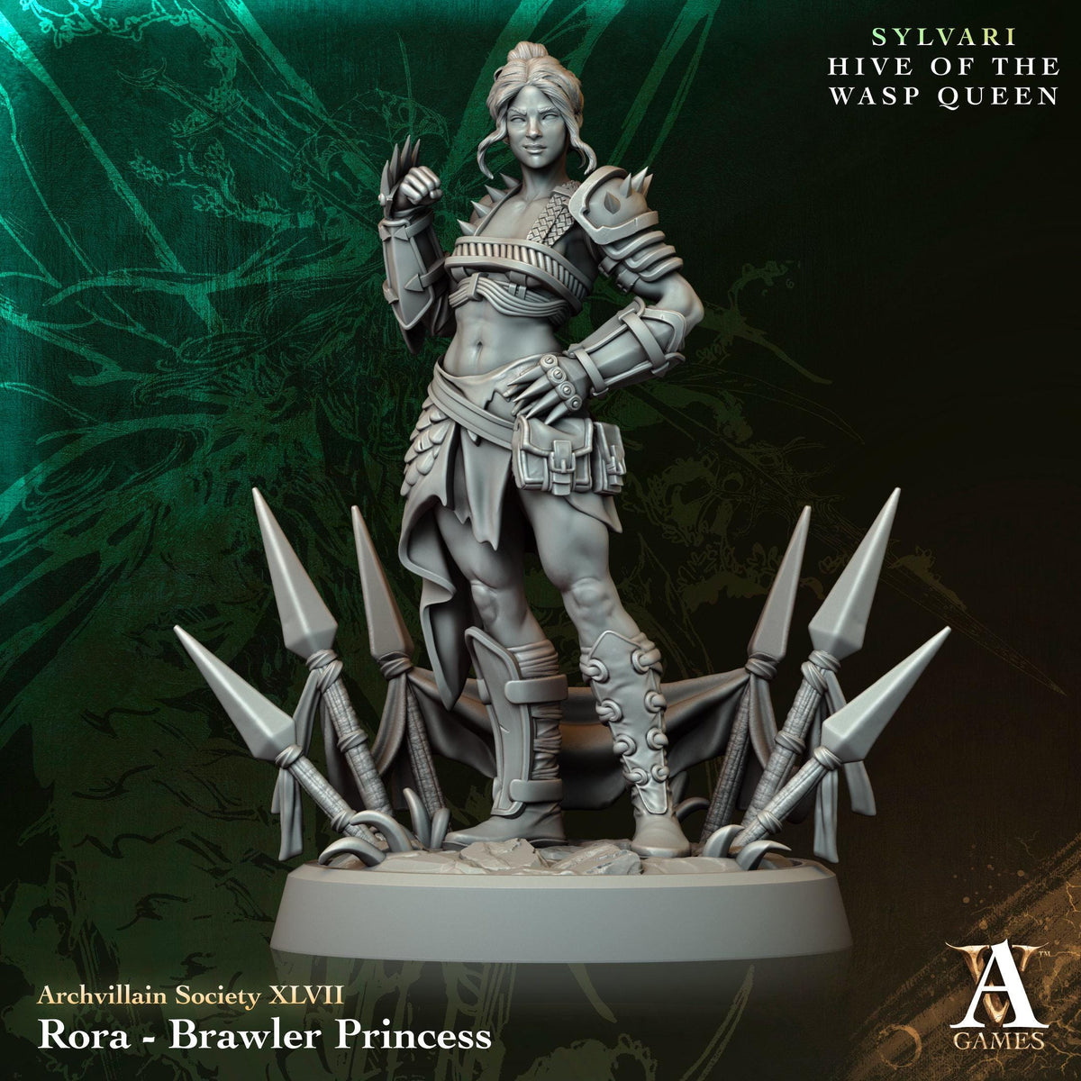 3D Printed Rora, Brawler Princess by Archvillain Games