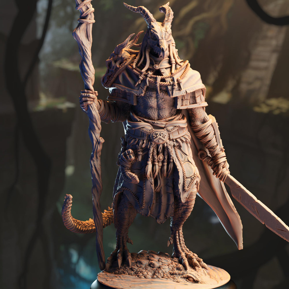 3D Printed Black Dragonborn Druid by DM Stash