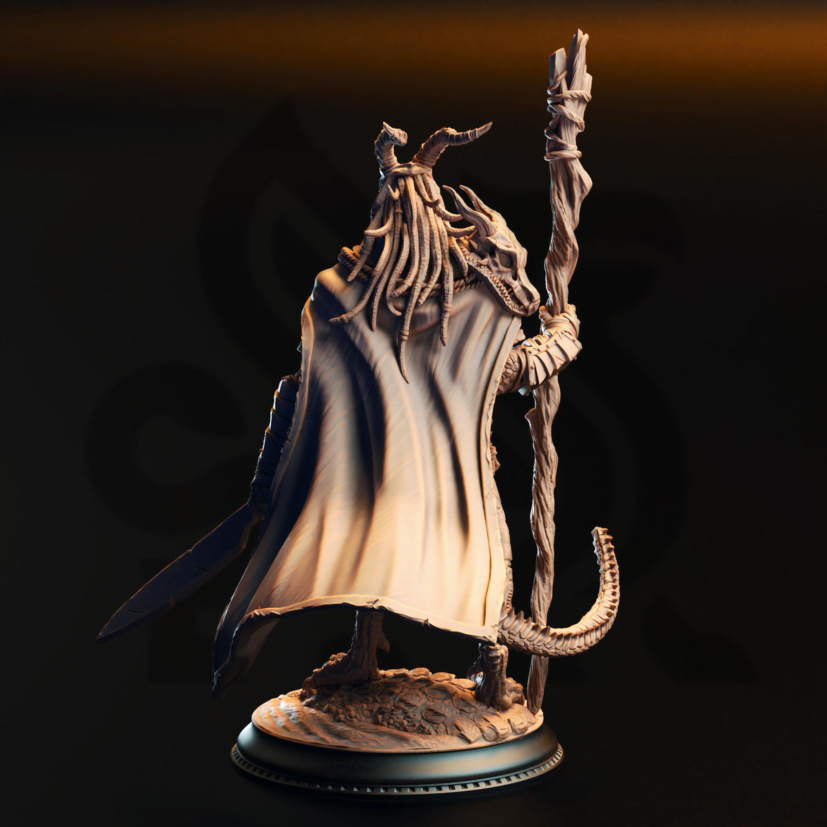 3D Printed Black Dragonborn Druid by DM Stash