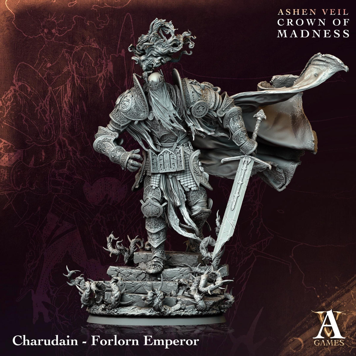 3D Printed Charudain The Forlorn Emperor by Archvillain Games