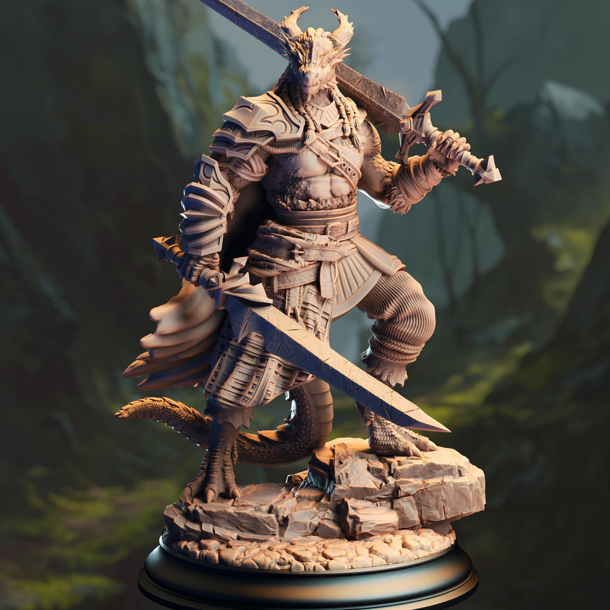 3D Printed Black Dragonborn Barbarian by DM Stash