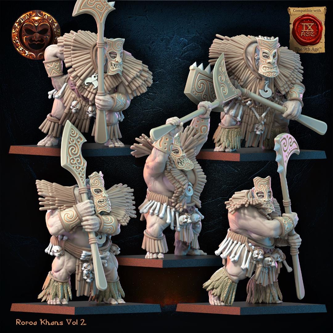 3D Printed Roroa Khans Tiki Regiment x10 by Lost Kingdom Miniatures