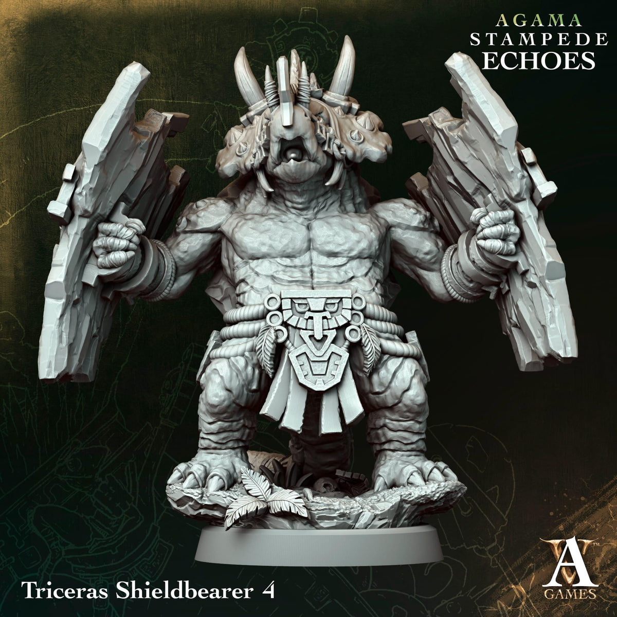 3D Printed Triceras Shieldbearer by Archvillain Games