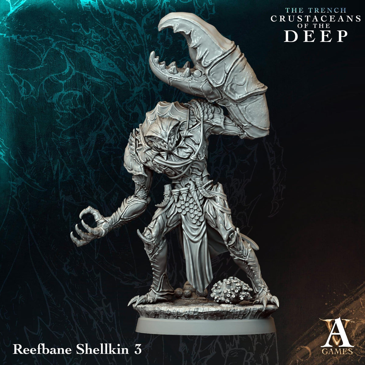 3D Printed Reefbane Shellkin by Archvillain Games