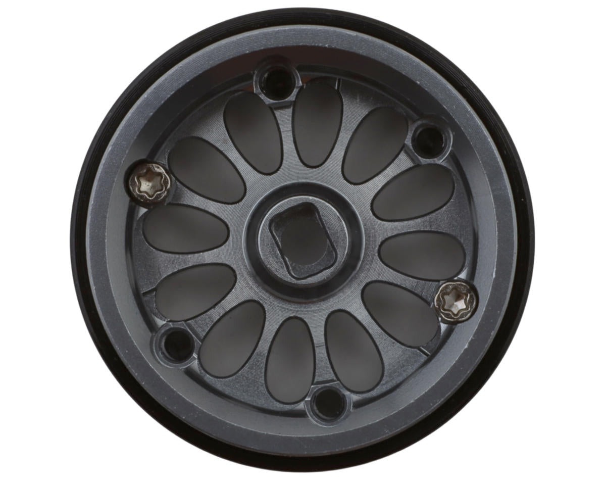 Injora INJW7005TI-19 0.7" D19 Ripple Aluminum Micro Crawler Beadlock Wheels (Grey) (4) (4.2g ea) (0.5mm Offset)