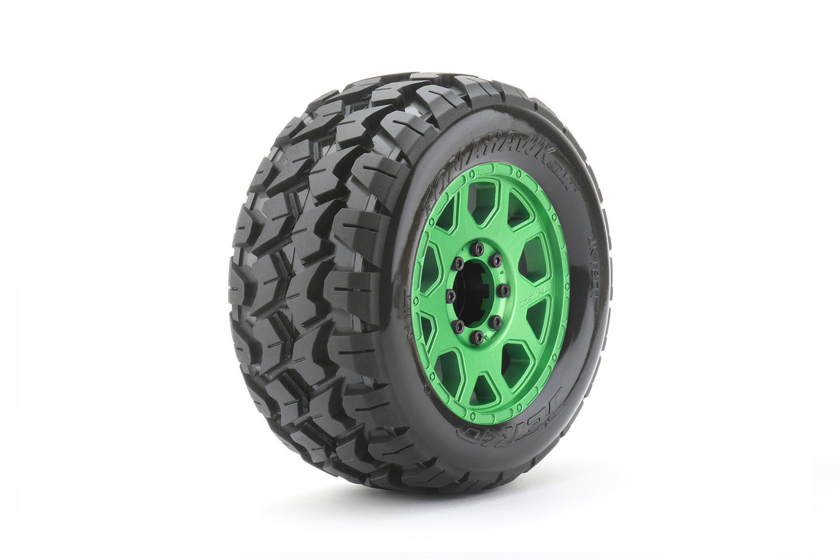 JETKO JKO1801CGMSGBB1 1/8 MT 3.8 EX-Tomahawk, Mounted on Metal Green Claw Rim, Medium Soft, Belted, Glued, 17mm 0" Offset