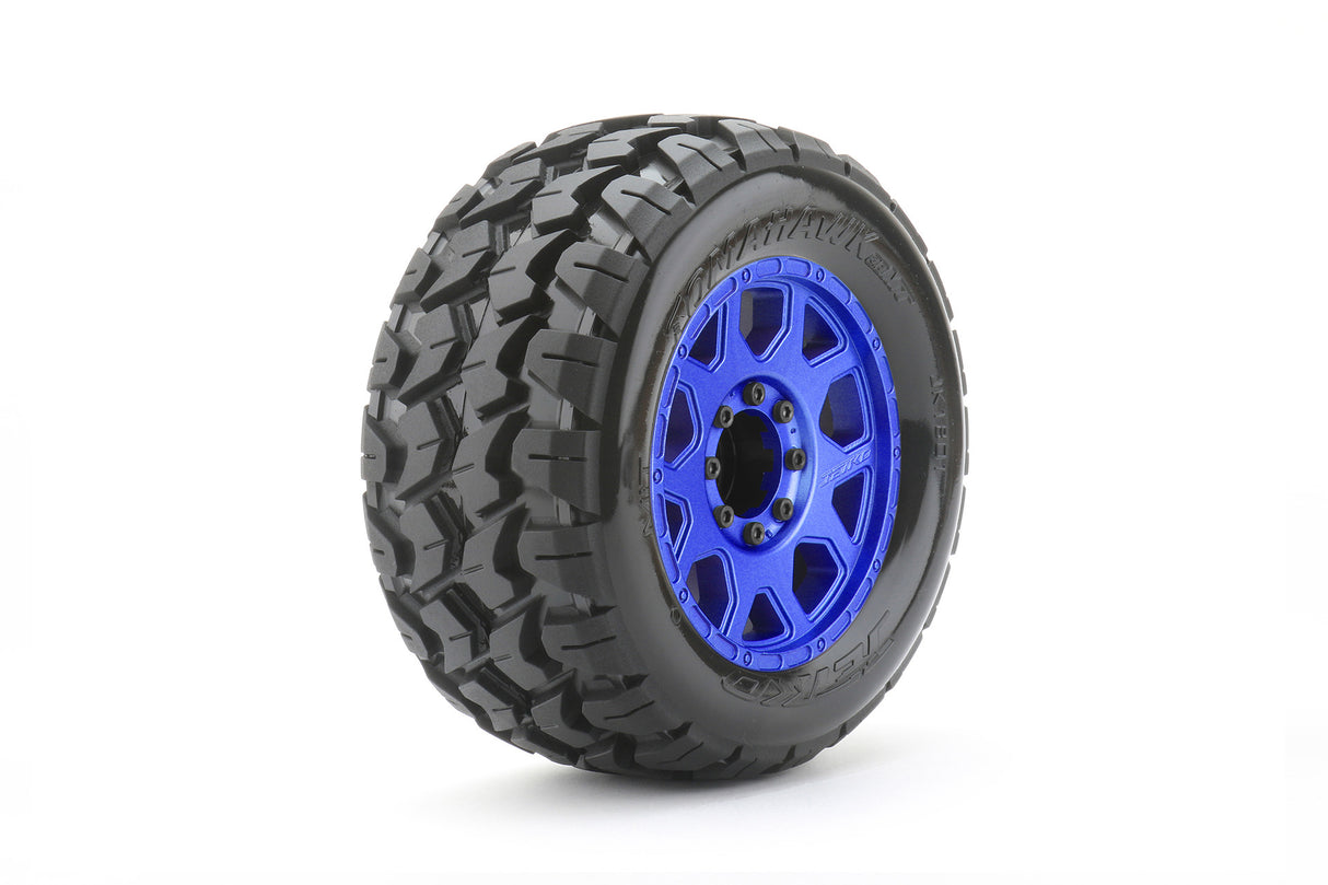 JETKO JKO1801CLMSGBB1 1/8 MT 3.8 EX-Tomahawk, Mounted on Metal Blue Claw Rim, Medium Soft, Belted, Glued, 17mm 0" Offset