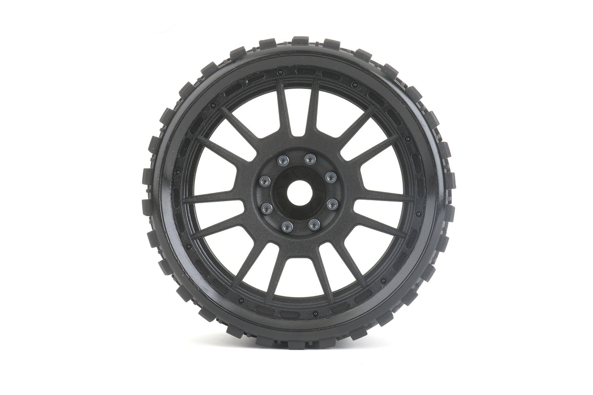 JETKO JKO1902CBMSGBB1 1/8 SMT 4.0 Prophet Tires Mounted on Black Claw Rims, Medium Soft, Belted, 17mm 0" Offset