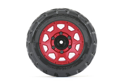 JETKO JKO2702CRMSGNB1  1/10 ST 2.8 EX-King Cobra Tires Mounted on Metal Red Claw Rims, Medium Soft, Glued, 12mm 0" Offset