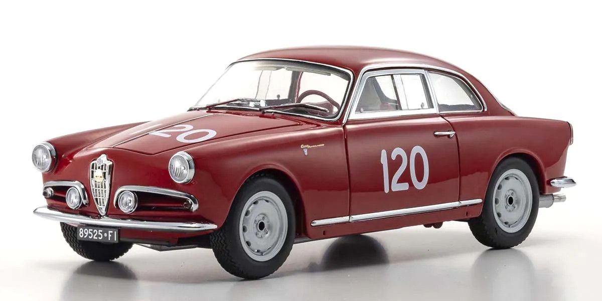 KYOSHO KYO08957A 1/18 Scale Alfa Romeo Giulietta SV Mille Miglia 1956 #120 Model Diecast Car