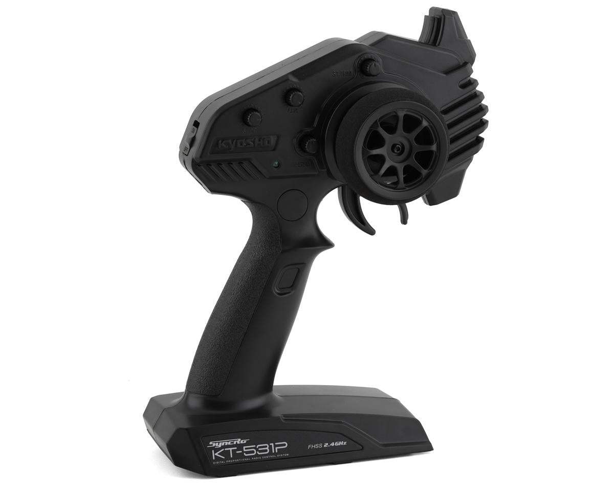 Kyosho KYO32344BKR MR-03 RWD Mini-Z ReadySet con cuerpo Audi R8 2016 LMS con radio de 2,4 GHz (negro/rojo)