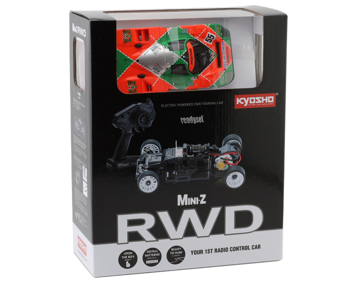 Kyosho 32347RE MR-03 RS Mini-Z RWD ReadySet con Mazda 787B No.55 1991 Carrocería ganadora de Le Mans con radio de 2,4 GHz