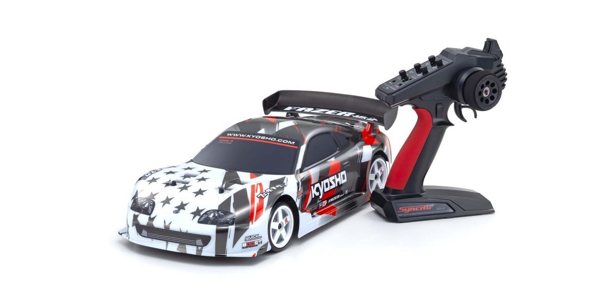 Kyosho EP Fazer Mk2 FZ02-D Toyota Supra A80 ReadySet (Blanco/Negro/Rojo) con Syncro