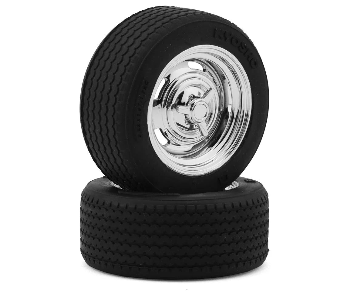 KYOSHO KYOFATH707SMM Fazer Pre-Mounted Vintage Sedan Tires (Chrome) (2) (Medium) w/Classic Rally 12mm Hex Wheels