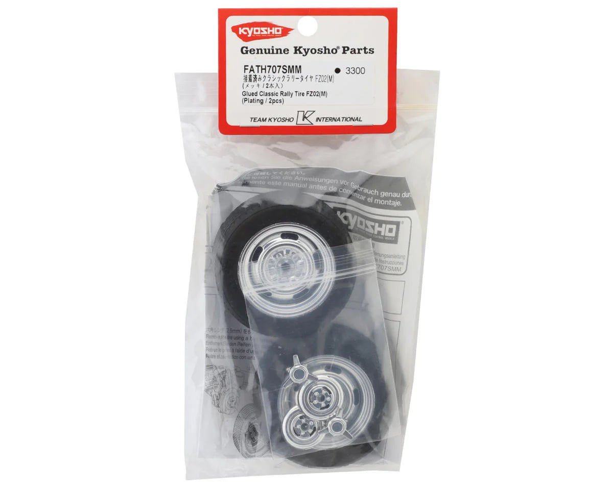 KYOSHO KYOFATH707SMM Fazer Pre-Mounted Vintage Sedan Tires (Chrome) (2) (Medium) w/Classic Rally 12mm Hex Wheels