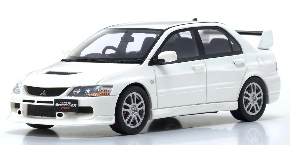 KYOSHO KYOKSR43111W 1/43 Scale Mitsubishi Lancer Evolution IX MR, White Diecast Car