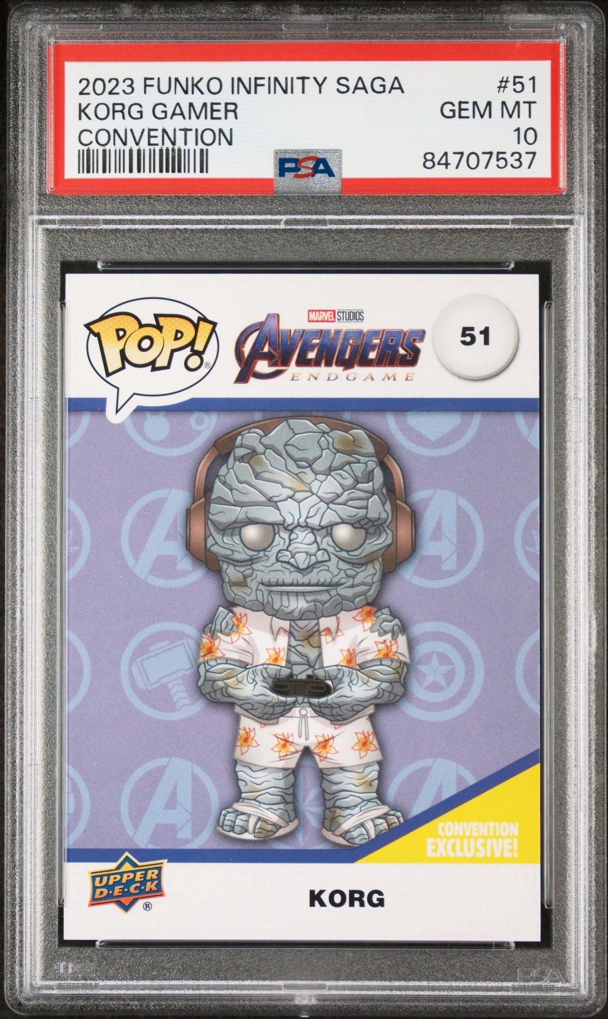 2023 UPPER DECK FUNKO POP MARVEL KORG GAMER CONVENTION #51 PSA 10
