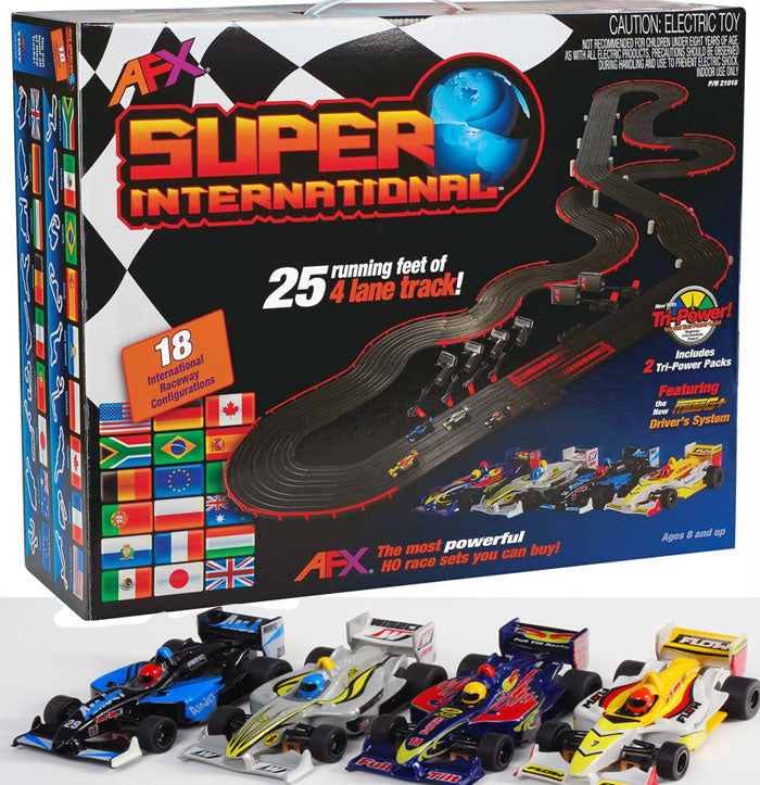 AFX 4 Lane Super International MegaG+ Ho Slot Car Race Set Mega G+ AFX21018